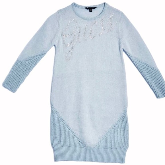 Guess RHINESTONE LOGO Winter Christmas Holidays SWEATER DRESS size 7 - Picture 1 of 11